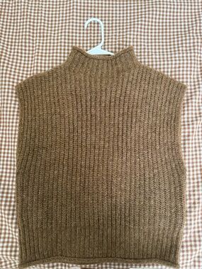 Madewell Brown Ribbed Sleeveless Turtleneck Sweater Vest